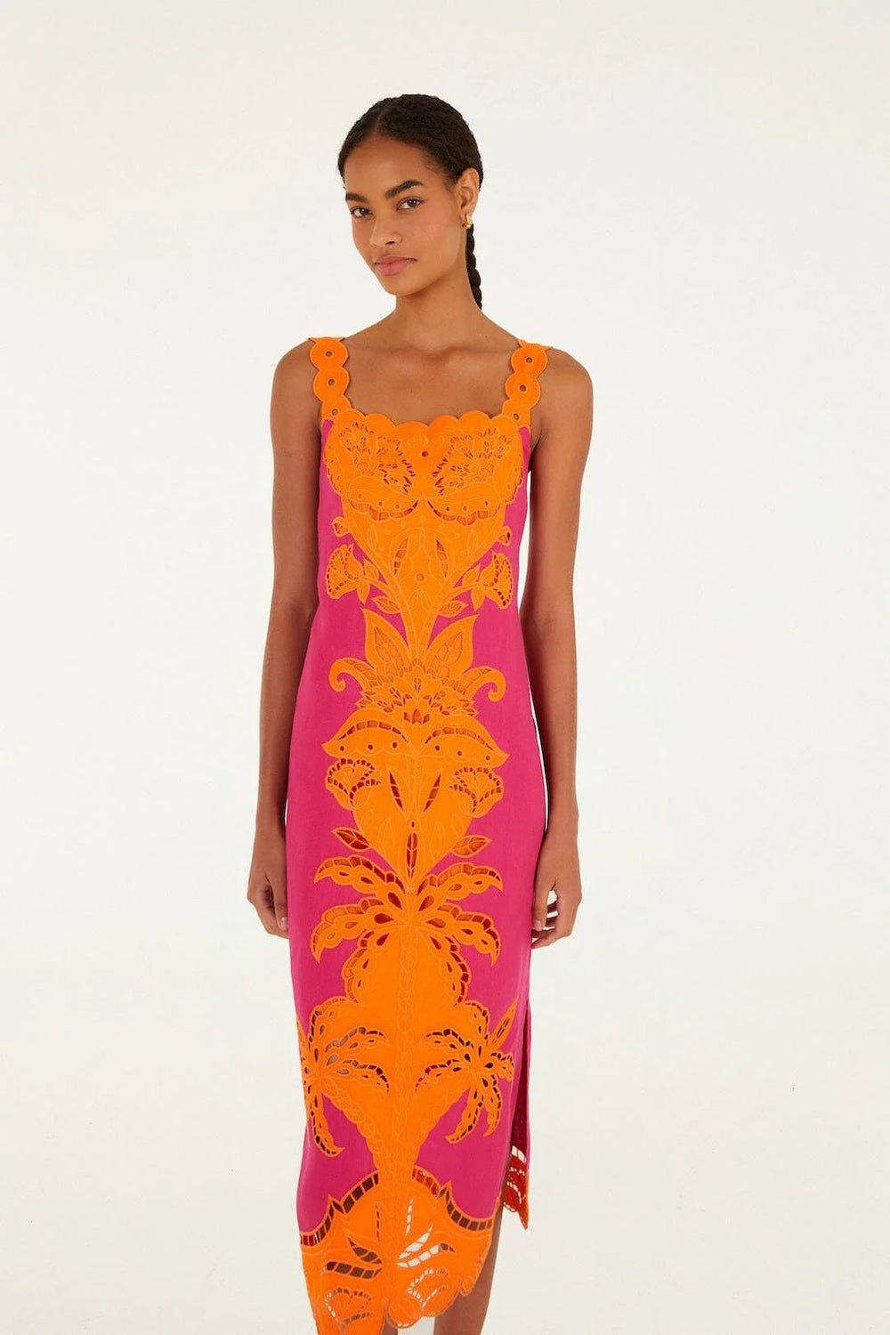 Pinke Cutwork Midi Dress - obligato