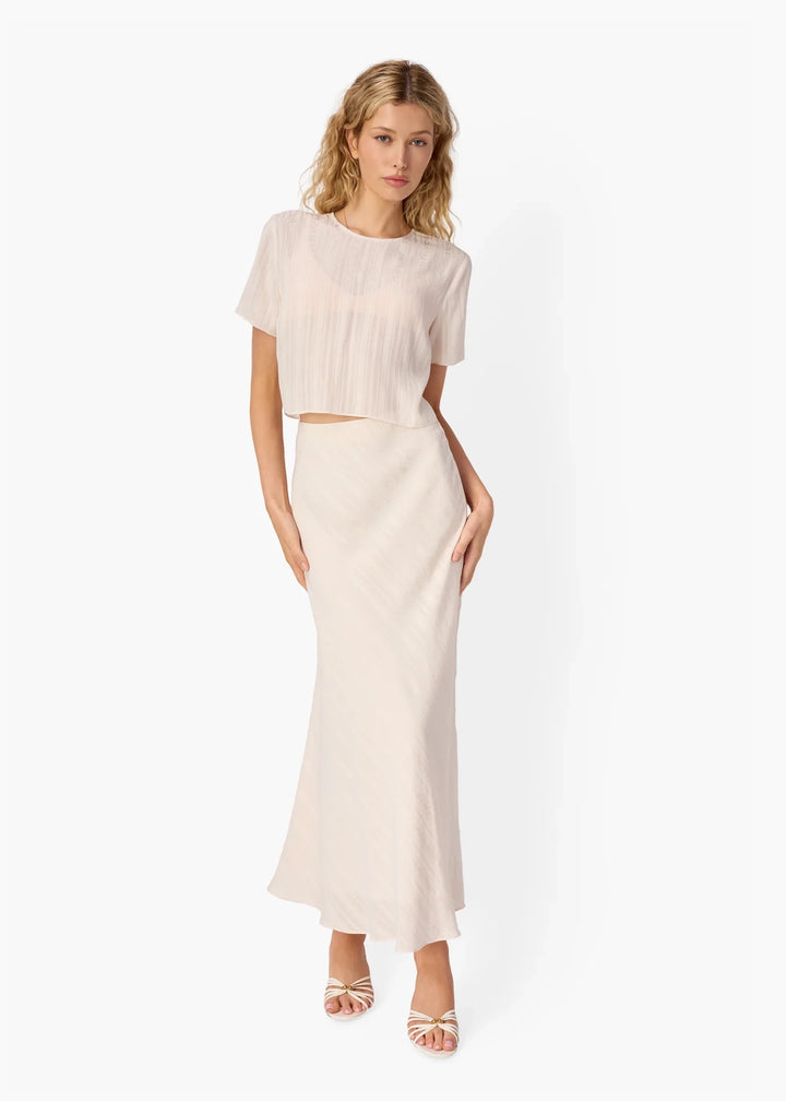 Piper Jacquard Stripe Skirt Oat - obligato