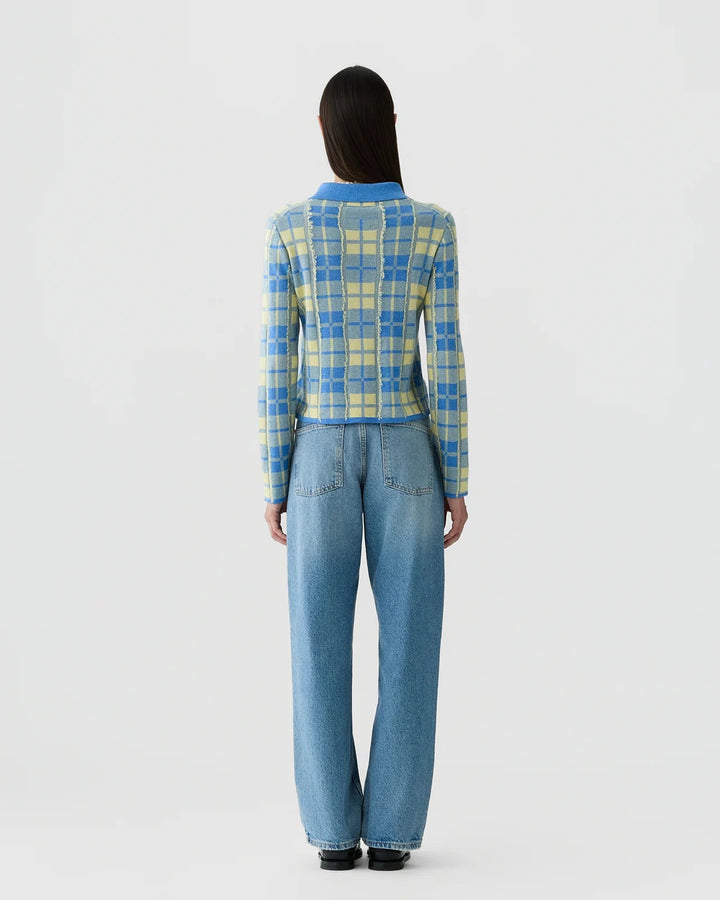 Plaid Elle Shirt in Delft Blue/Butter - obligato