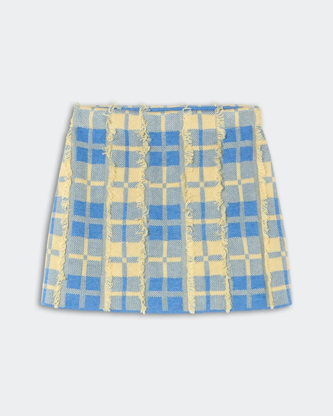 Plaid Mini Skirt in Delft Blue/Butter - obligato