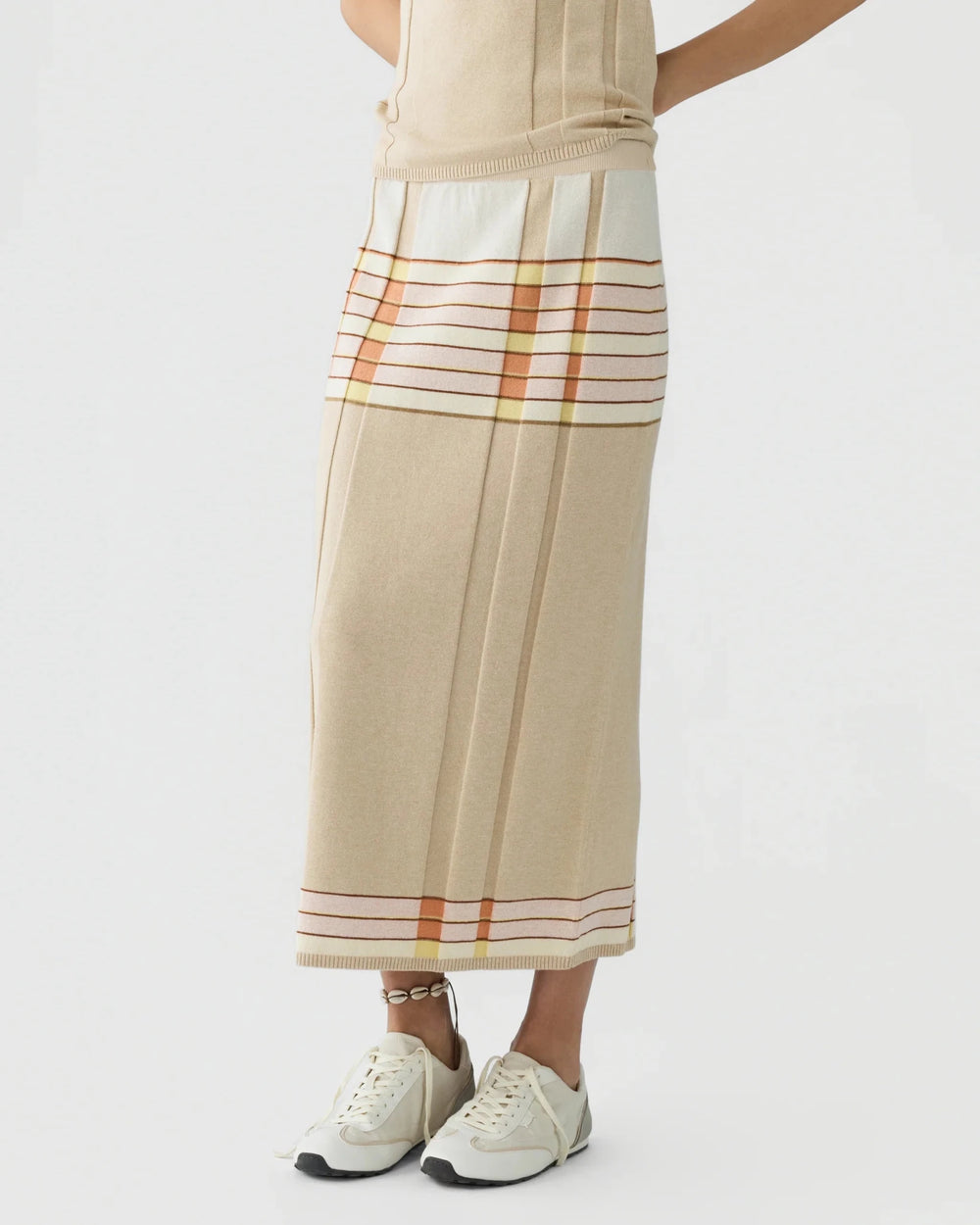 Plaited Rib Skirt in Sandstone - obligato