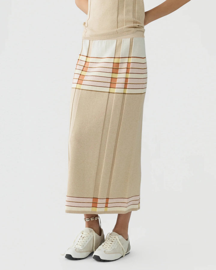 Plaited Rib Skirt in Sandstone - obligato