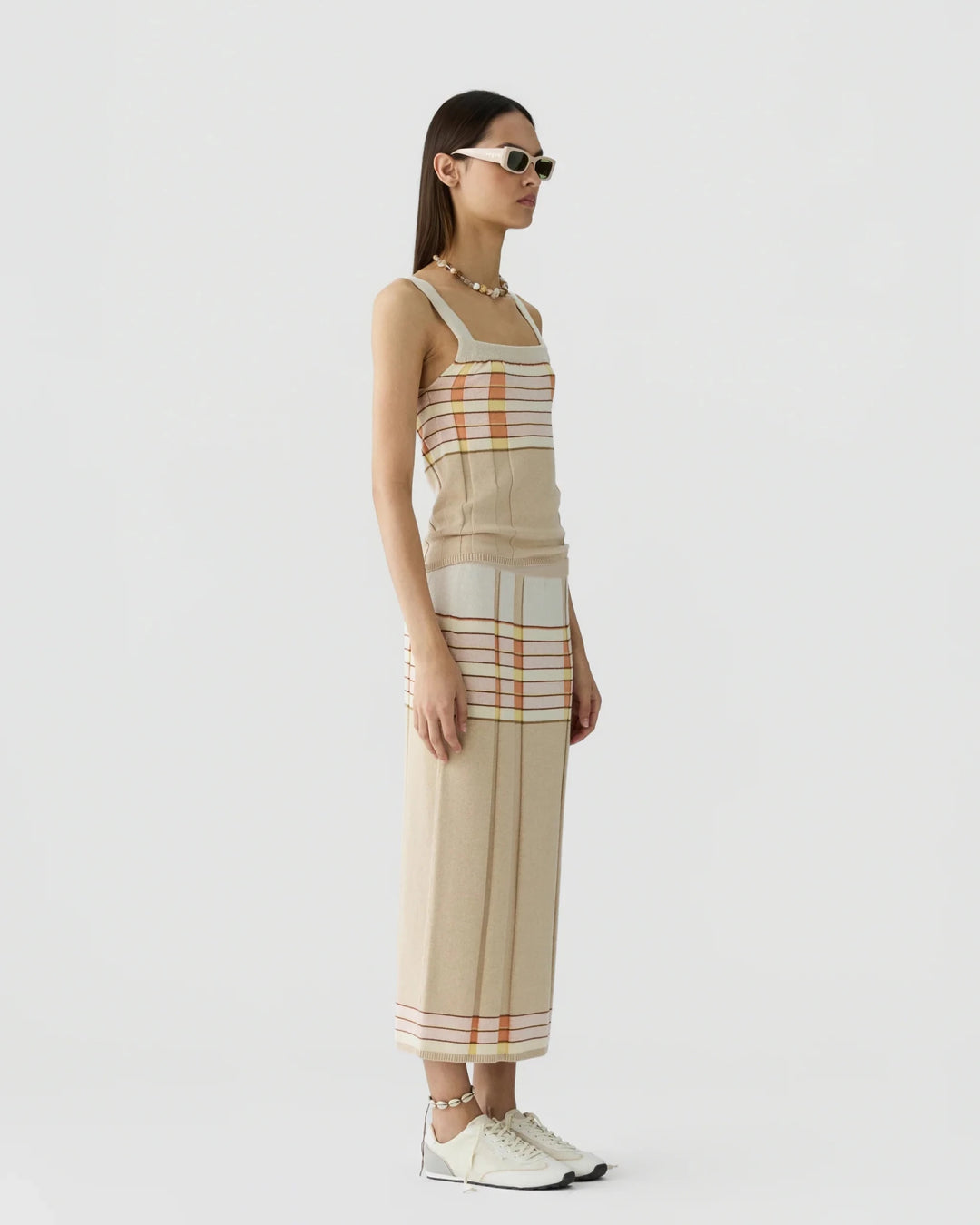 Plaited Rib Skirt in Sandstone - obligato