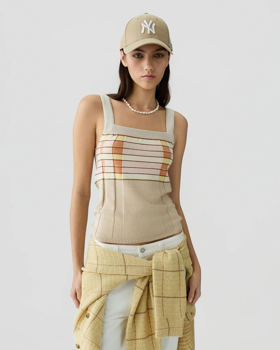 Plaited Rib Tank in Sandstone Combo - obligato