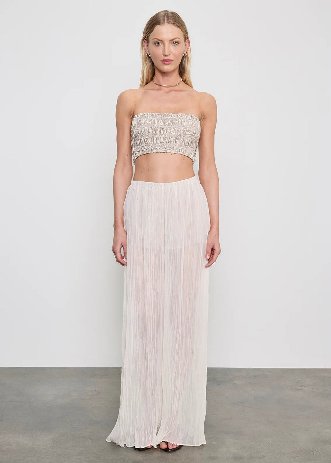 Plisse Palazzo Pant in Champagne - obligato
