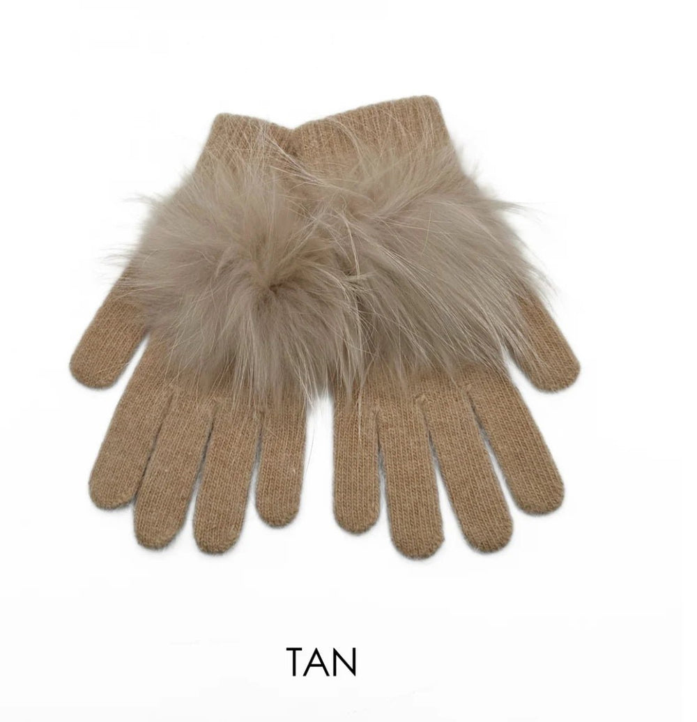 Pom Angora Glove in Tan - obligato