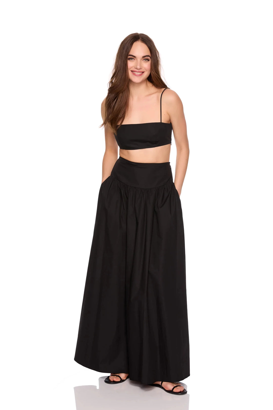 Poplin Drop Waist Skirt in Black - obligato
