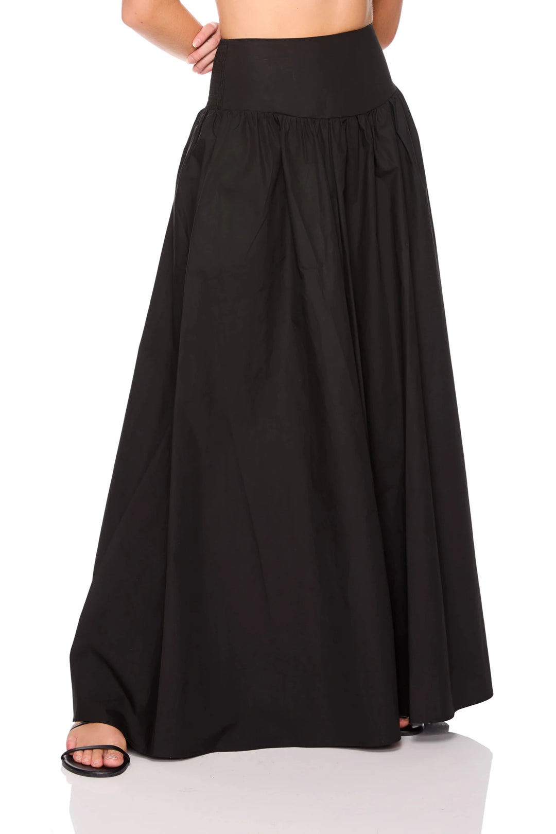 Poplin Drop Waist Skirt in Black - obligato