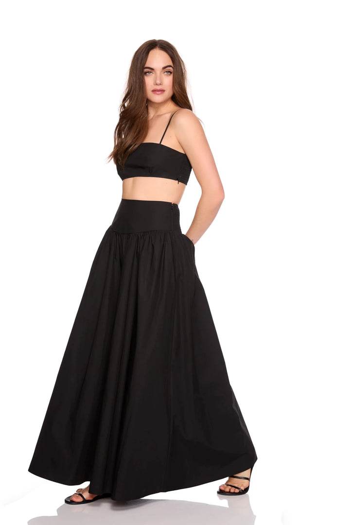 Poplin Drop Waist Skirt in Black - obligato