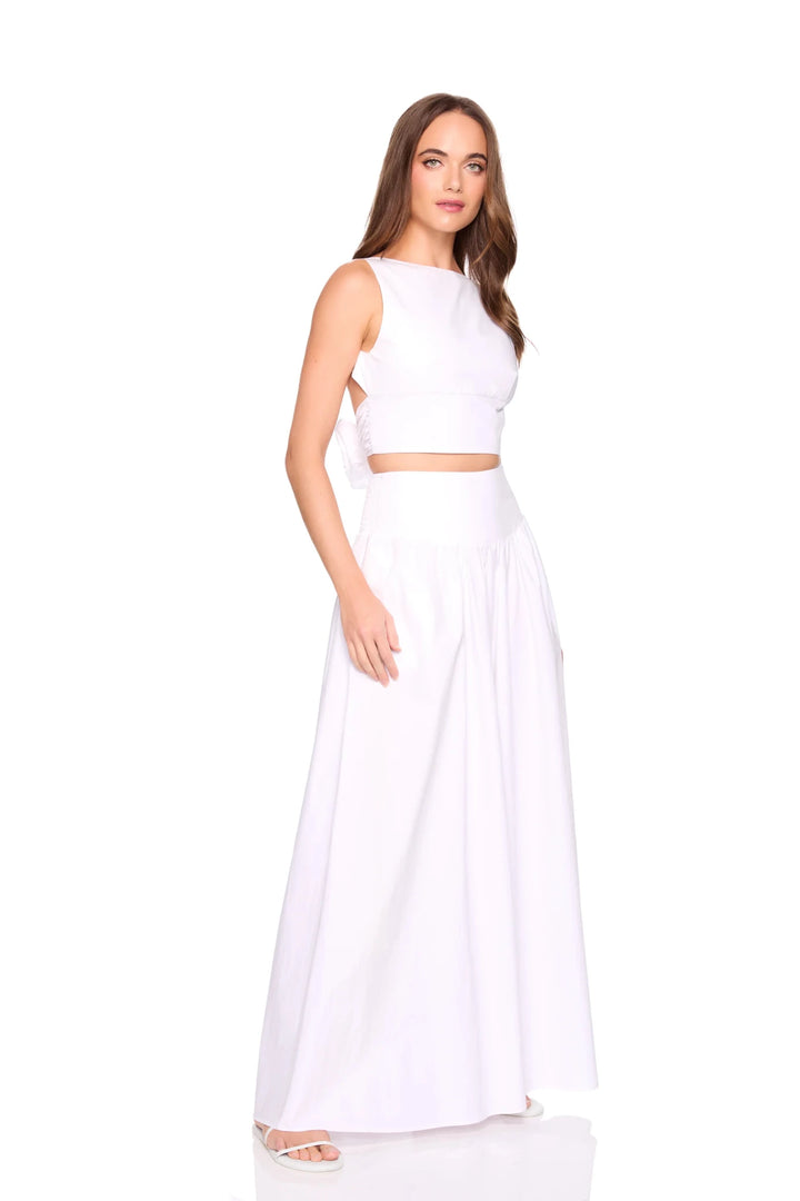 Poplin drop waist skirt in Sugar - obligato