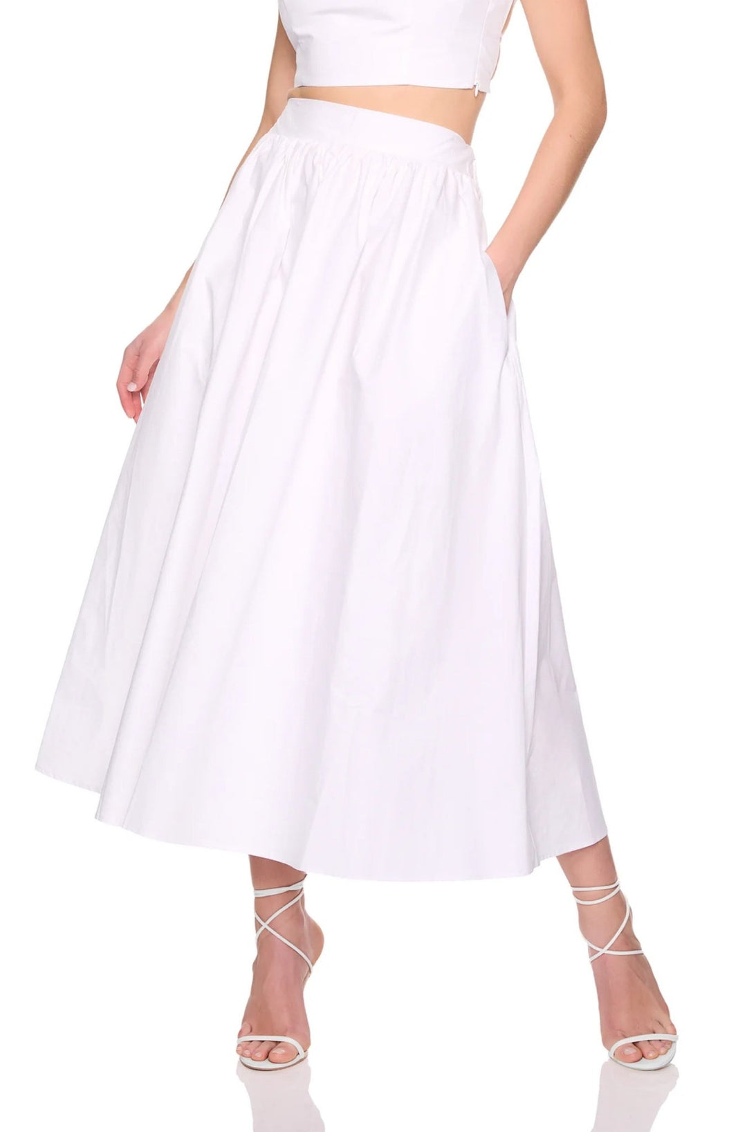 Poplin drop waist skirt in Sugar - obligato