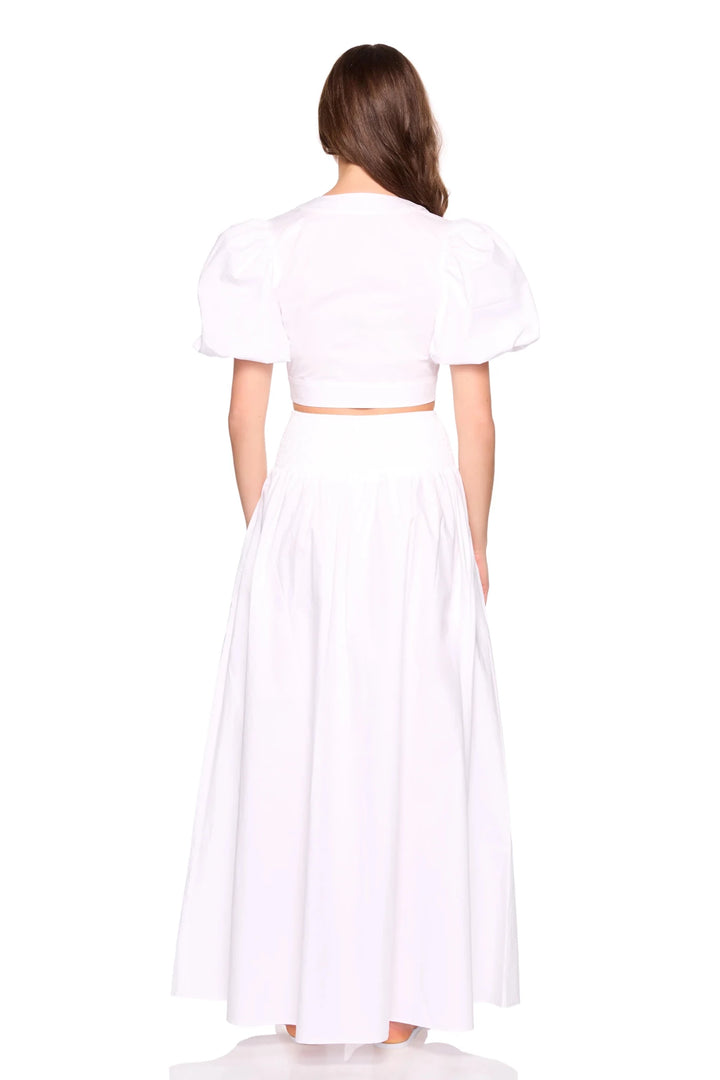 Poplin drop waist skirt in Sugar - obligato