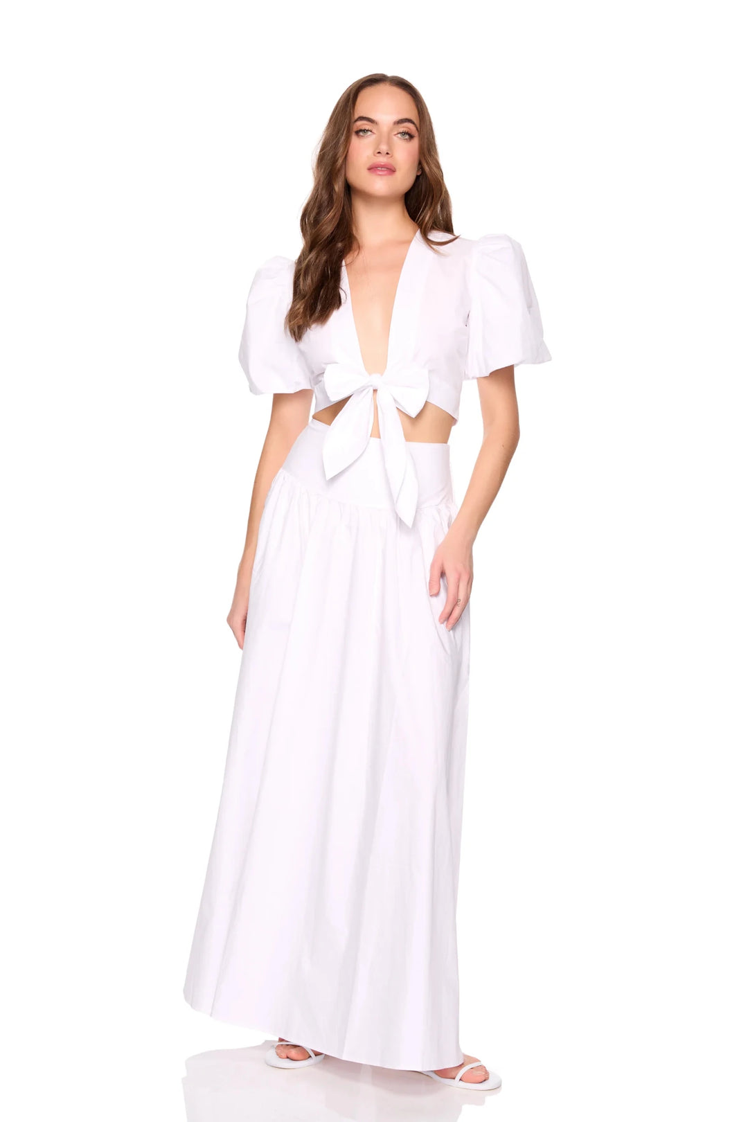 Poplin drop waist skirt in Sugar - obligato