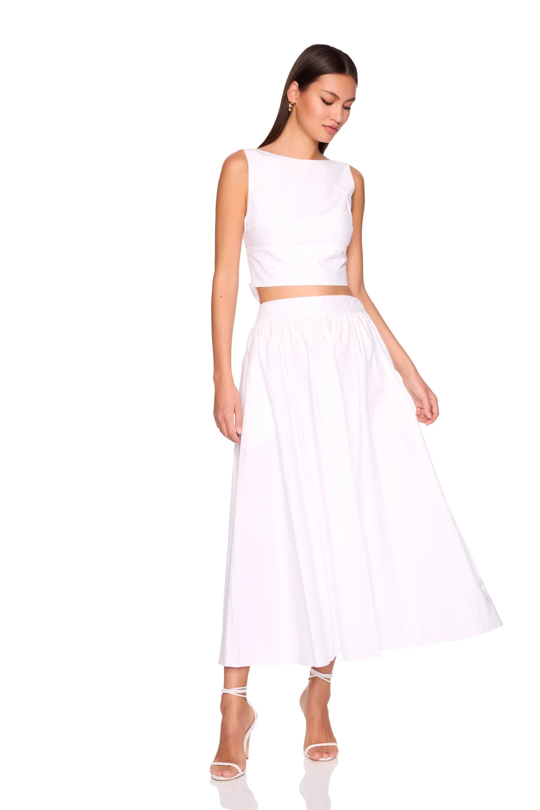 Poplin Open Back Tie Back Top in White - obligato