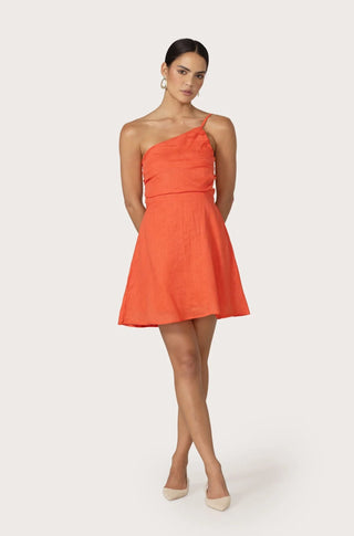Poppy Mini Linen Dress in Salsa - obligato