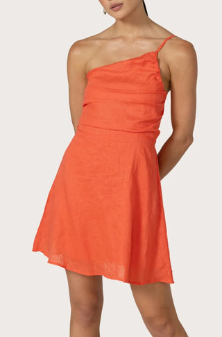 Poppy Mini Linen Dress in Salsa - obligato