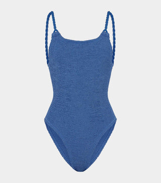 Portia Swimsuit in Metallic Denim - obligato