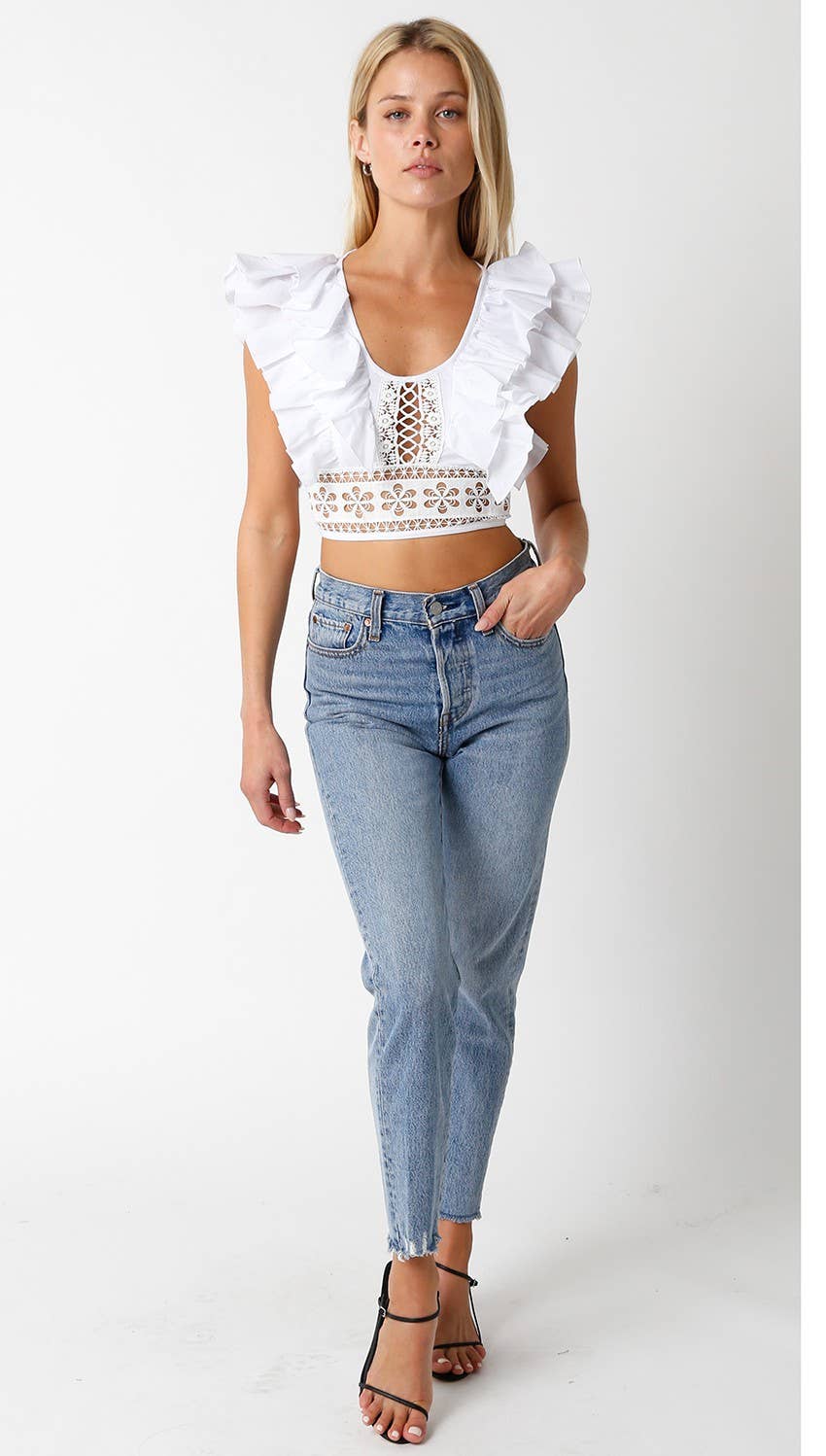 Portia Top in White Small - obligato