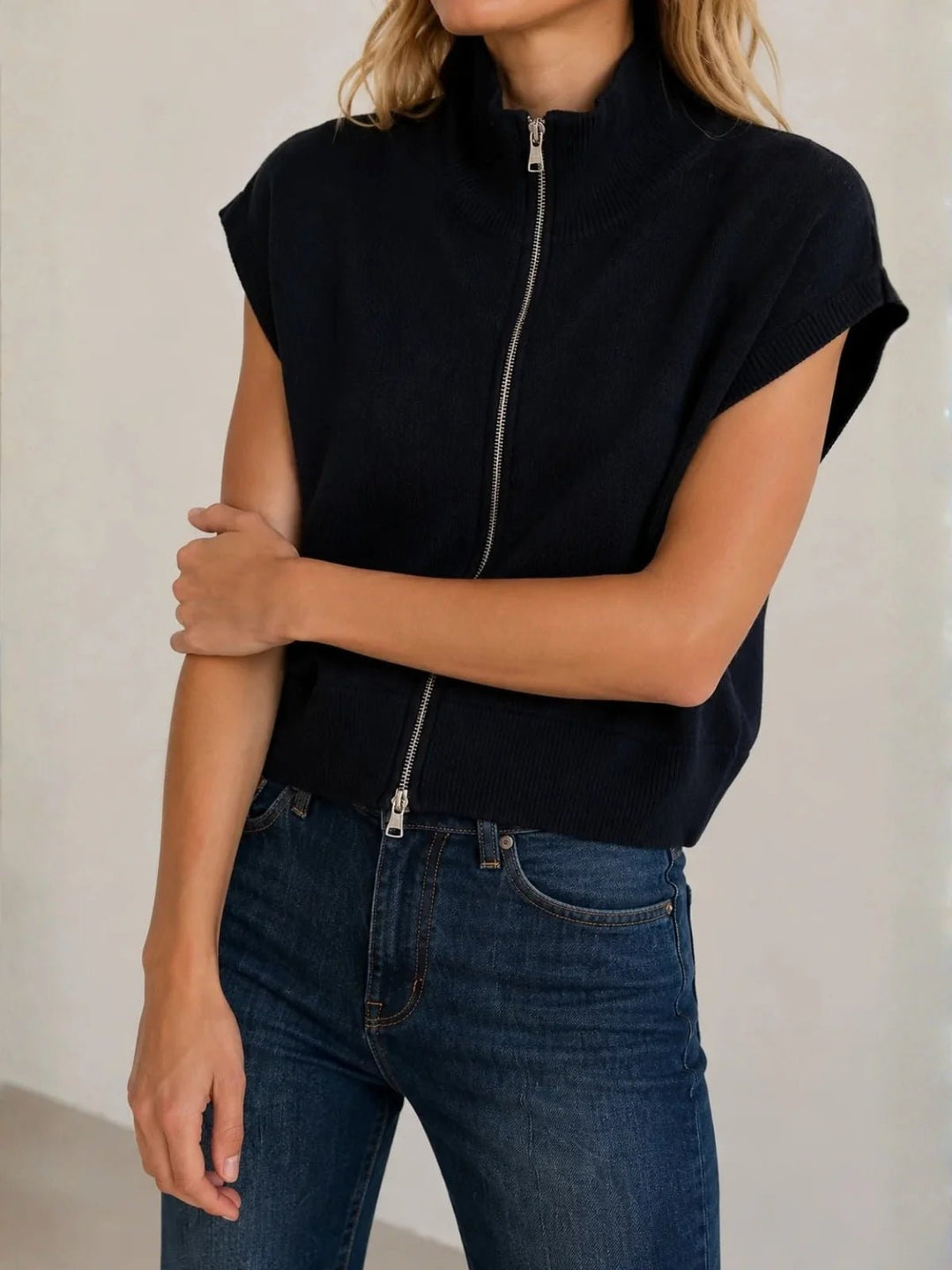 Pure Zip Sweater in Onyx - obligato