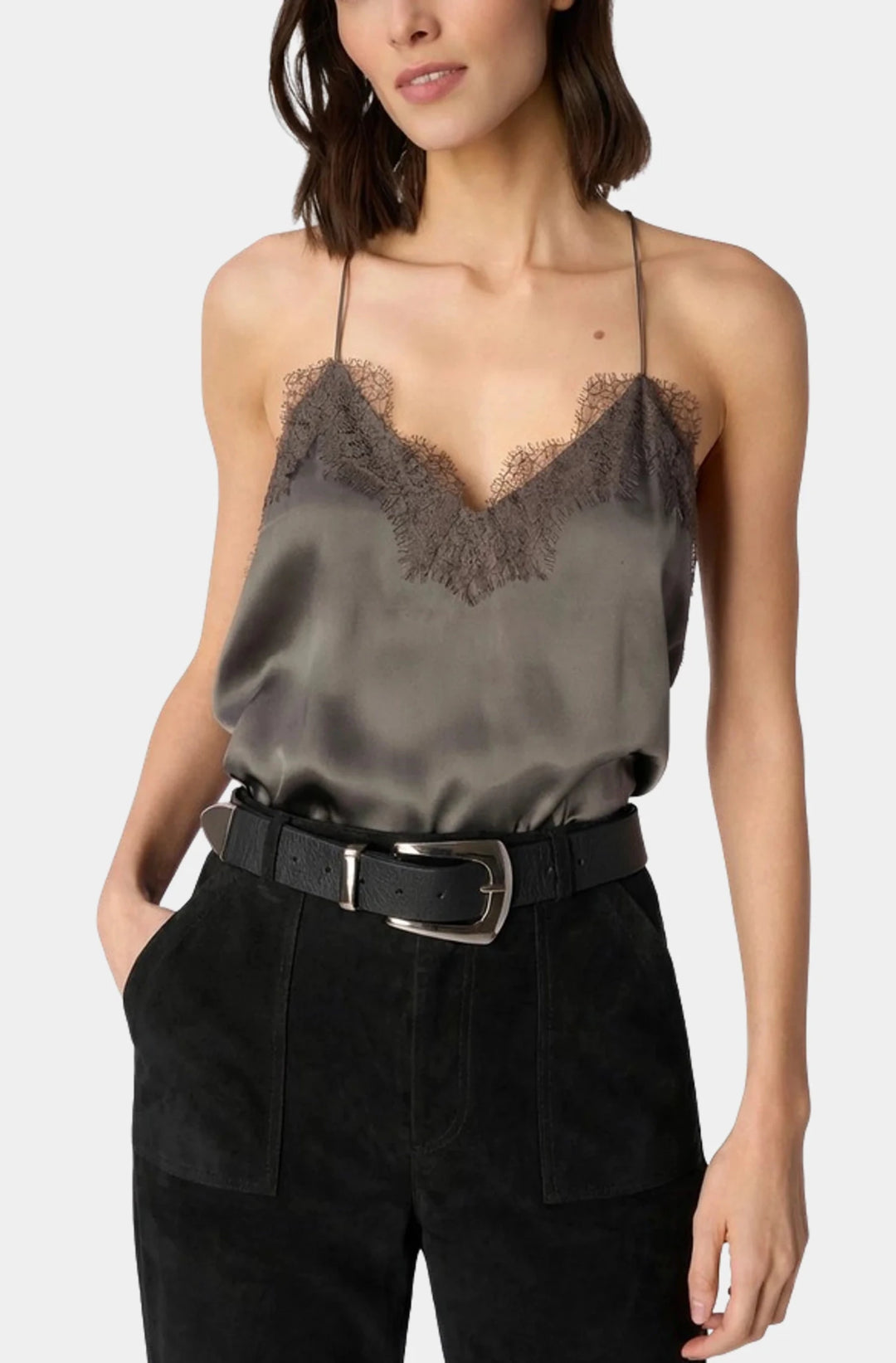 Racer Charmeuse Camisole Gunmetal - obligato