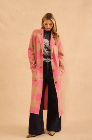 Raspberry Check Long Jacket - obligato