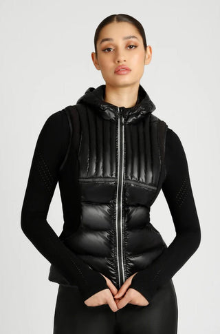 Reflective Inset Down Filled Feather Weight Vest - Black - obligato