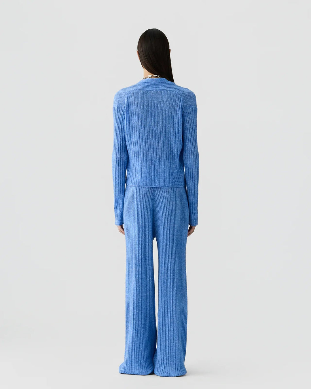 Rib Stealth Cardigan in Delft Blue - obligato