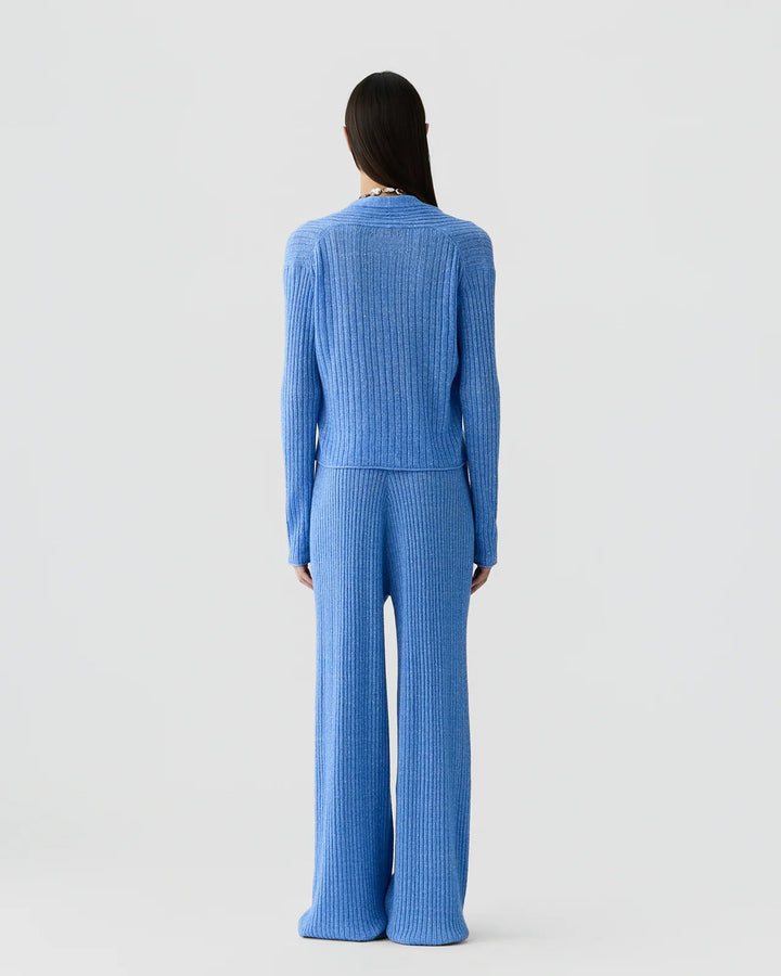 Rib Stealth Cardigan in Delft Blue - obligato