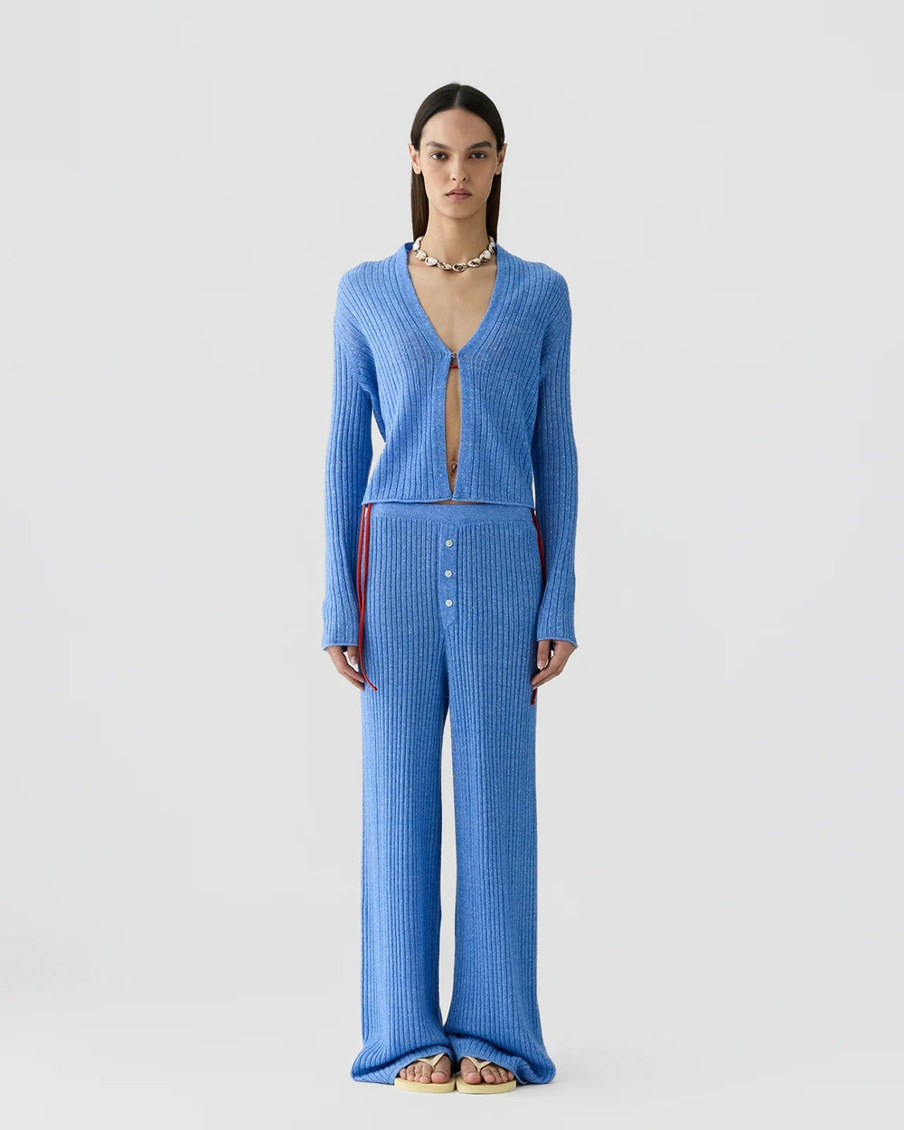 Rib Stealth Cardigan in Delft Blue - obligato