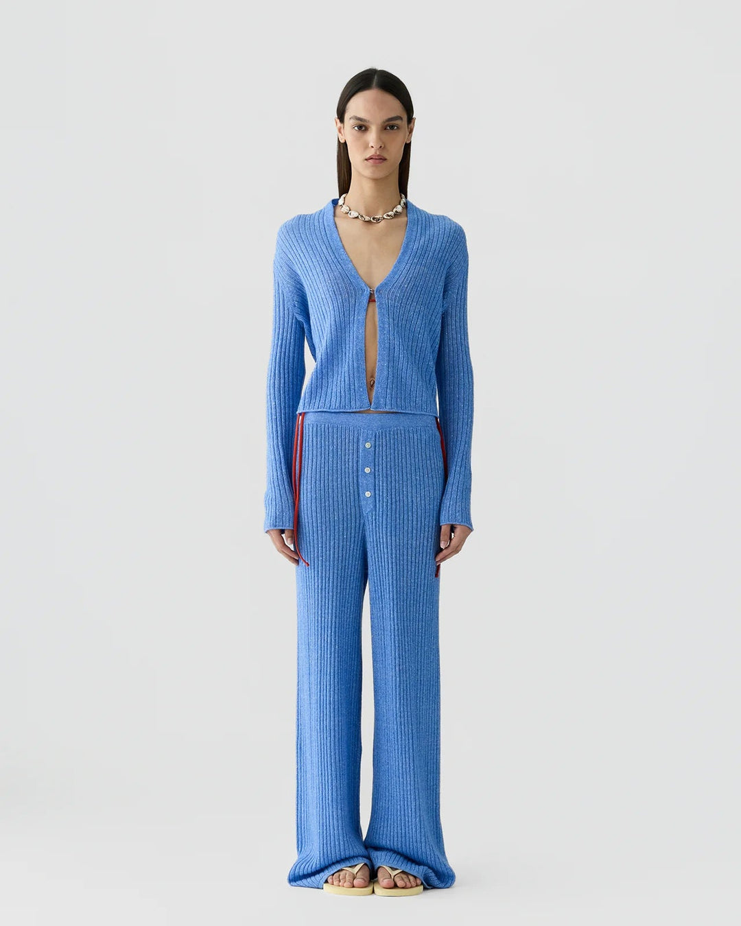 Rib Stealth Cardigan in Delft Blue - obligato