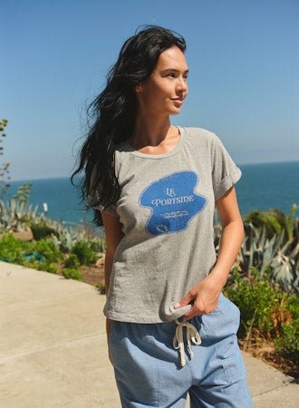 Rolled Sleeve Tee Le Portside in Heather Grey - obligato