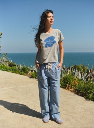 Rolled Sleeve Tee Le Portside in Heather Grey - obligato