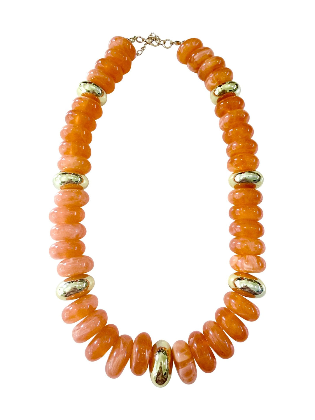 Rowell Beaded Disc Necklace- Orange - obligato