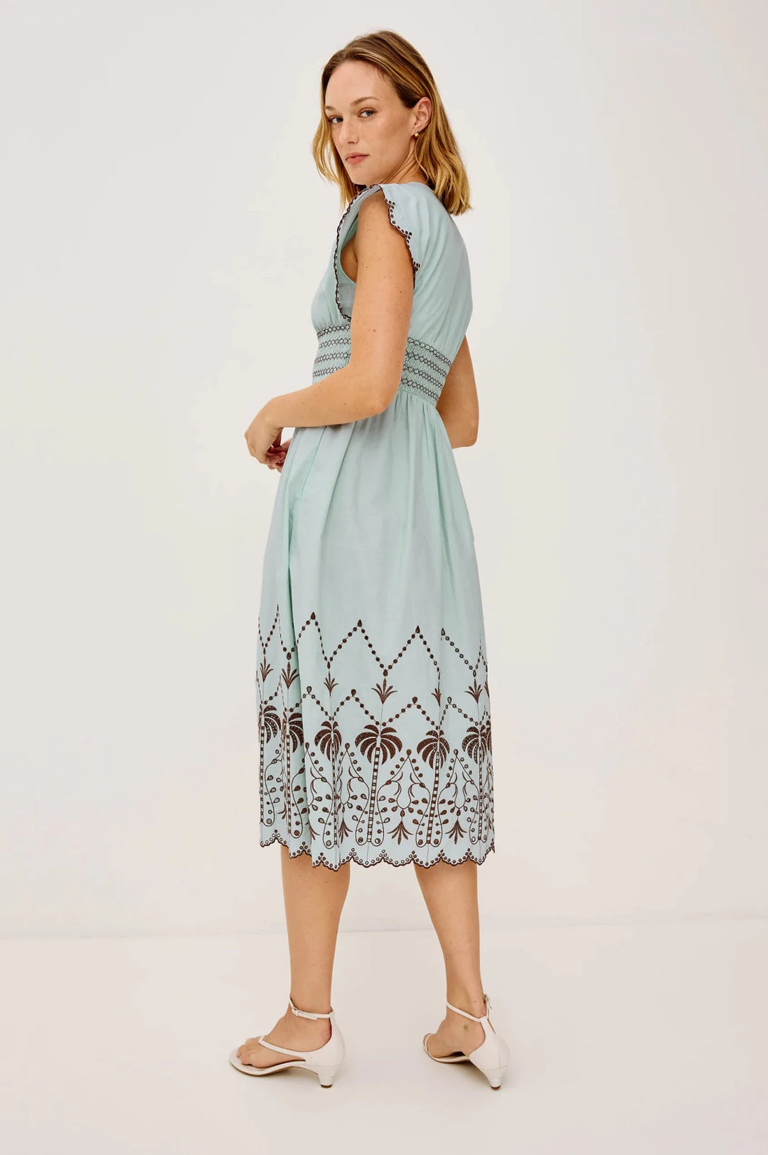 Roxanne Dress in Ocean Palms Embroidery - obligato