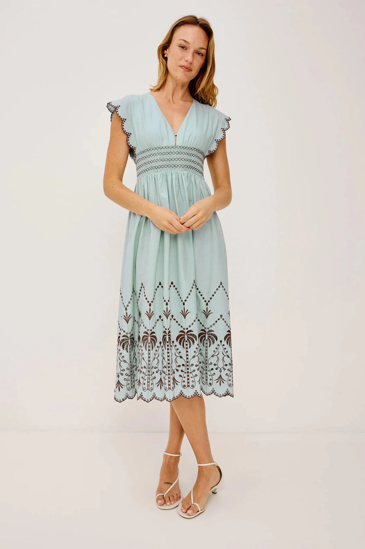 Roxanne Dress in Ocean Palms Embroidery - obligato