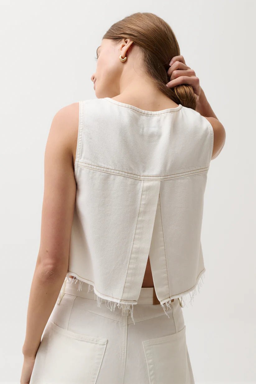Rue Cropped Swing Shirt - Off White - obligato