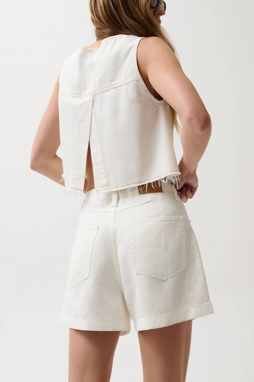 Rue Cropped Swing Shirt - Off White - obligato