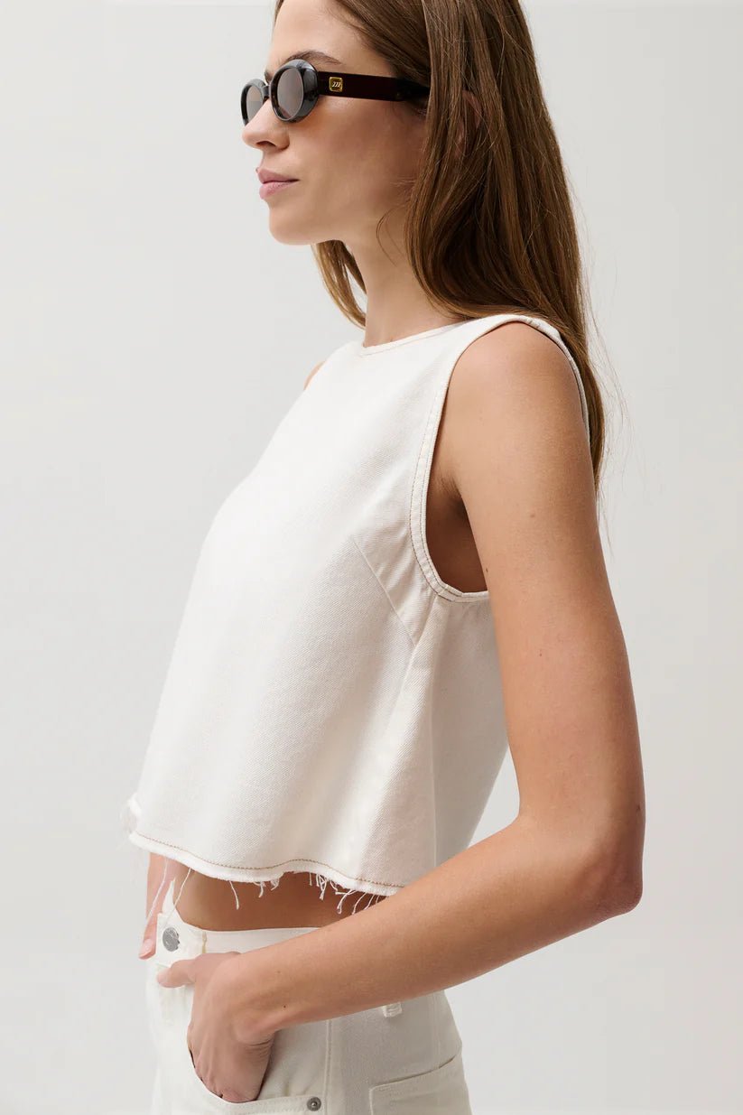 Rue Cropped Swing Shirt - Off White - obligato