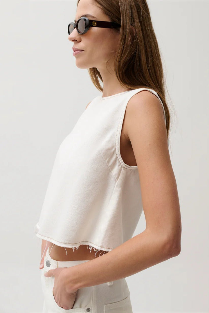 Rue Cropped Swing Shirt - Off White - obligato