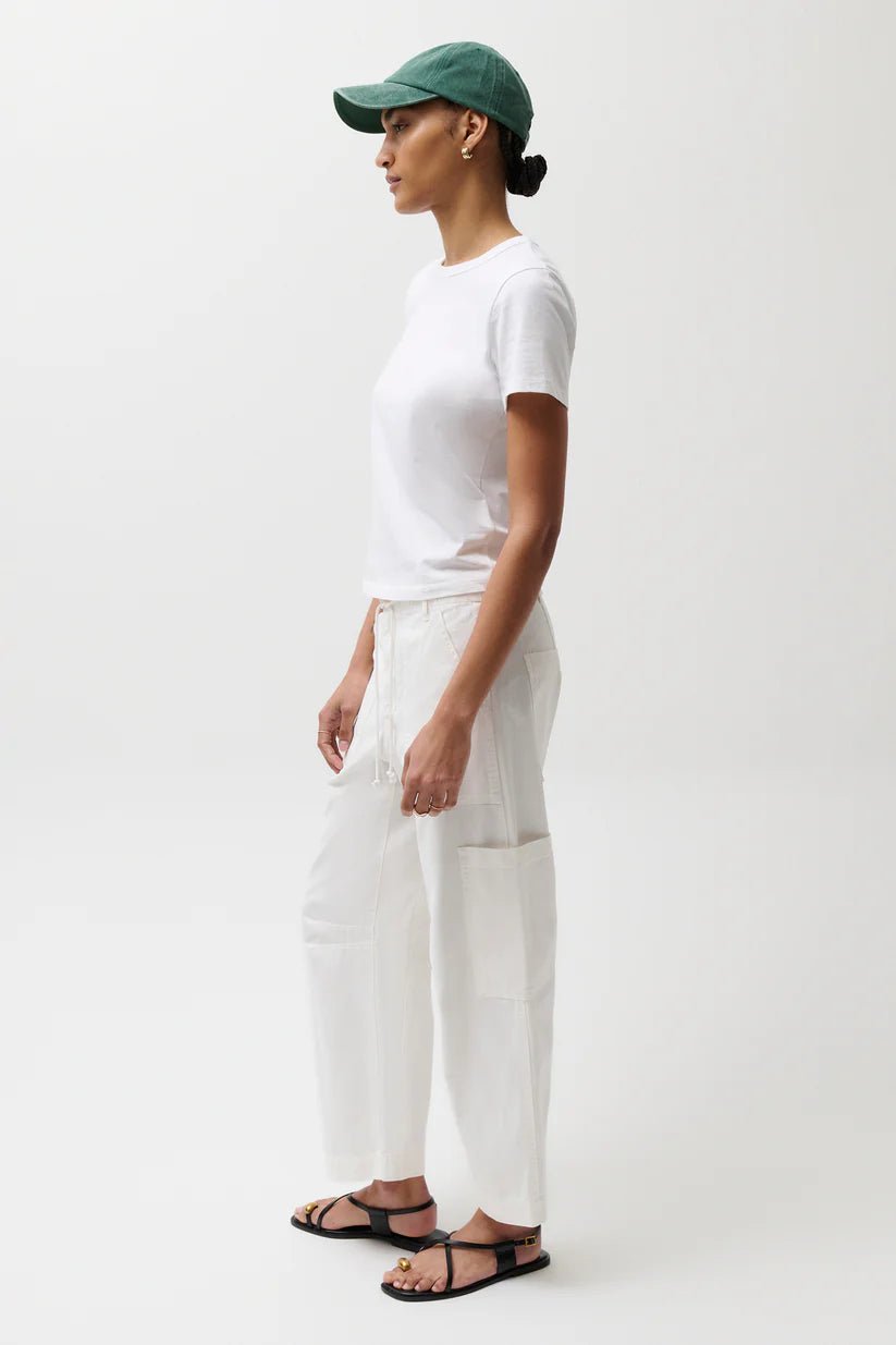 Sabrina Curved Utility Pants in White - obligato