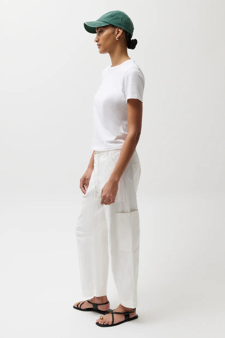 Sabrina Curved Utility Pants in White - obligato