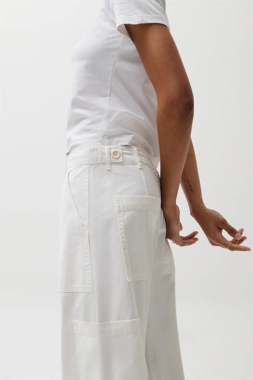 Sabrina Curved Utility Pants in White - obligato