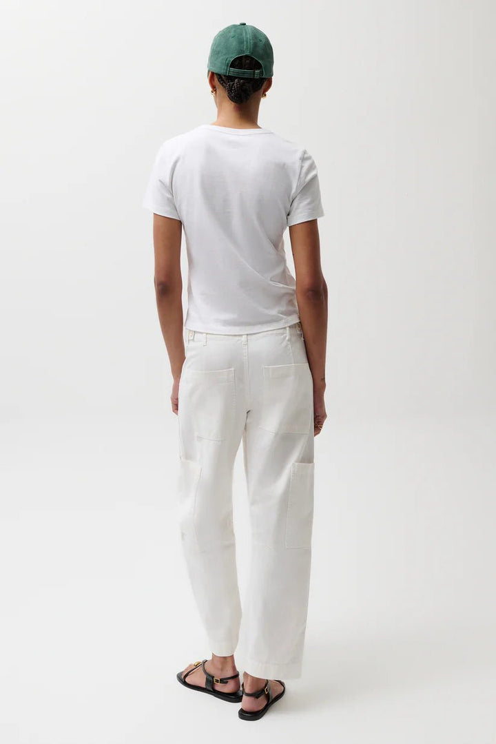 Sabrina Curved Utility Pants in White - obligato