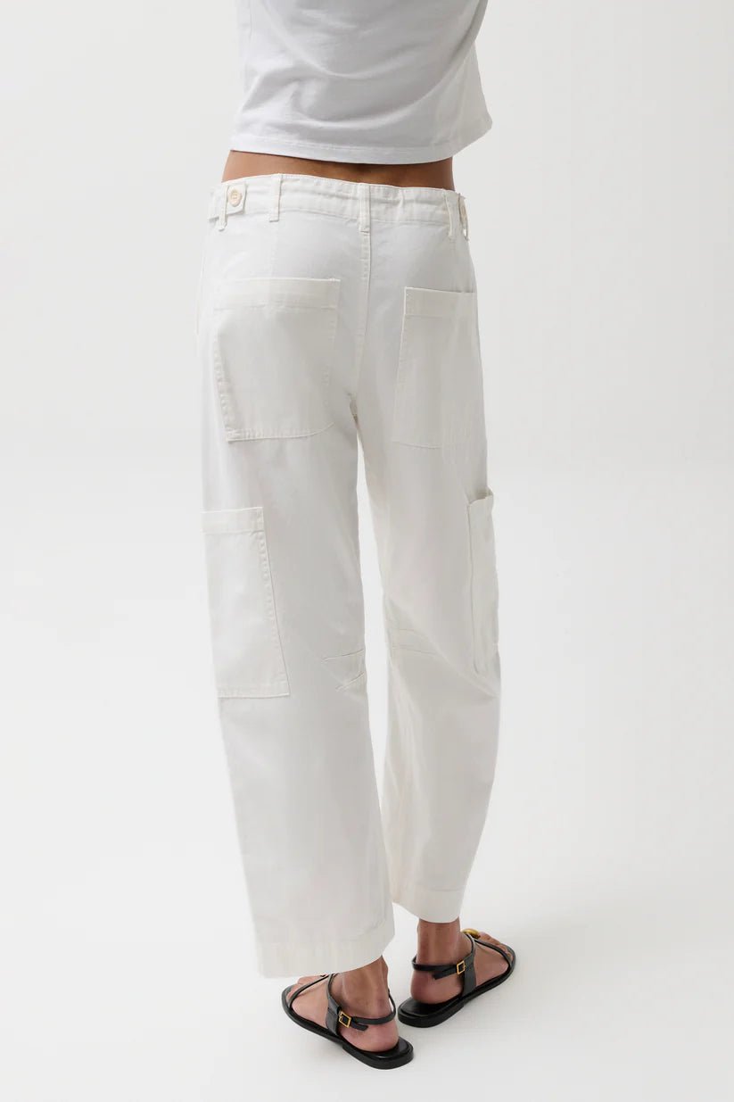 Sabrina Curved Utility Pants in White - obligato