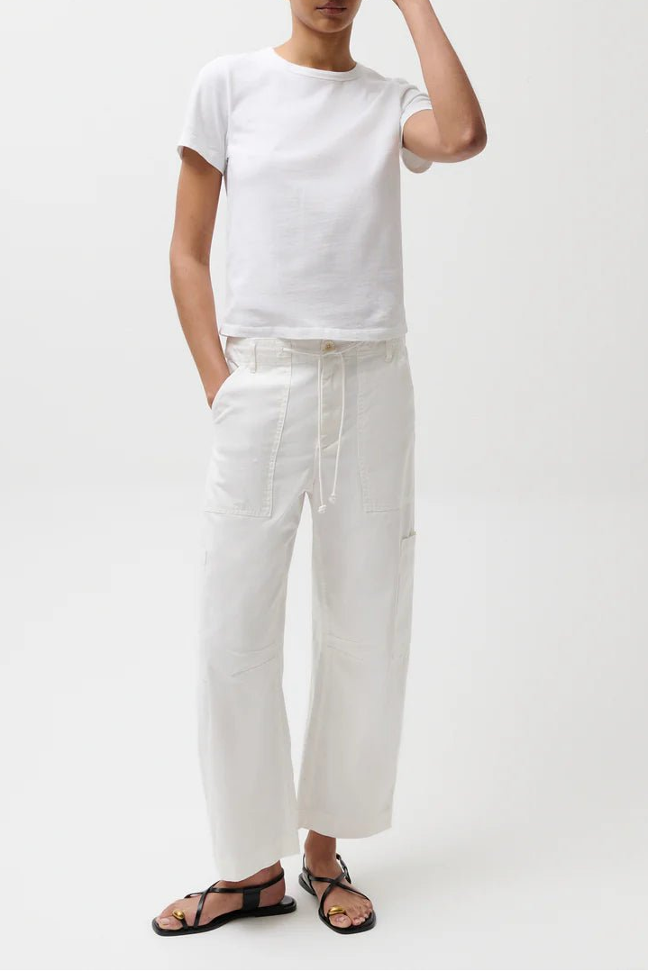 Sabrina Curved Utility Pants in White - obligato