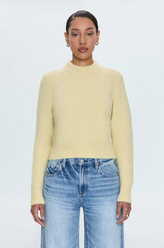 Sara Shrunken Crewneck in Soft Lemon - obligato