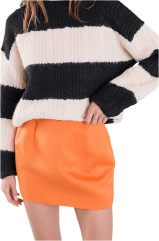 Satin Pintuck Mini Skirt in Orange - obligato