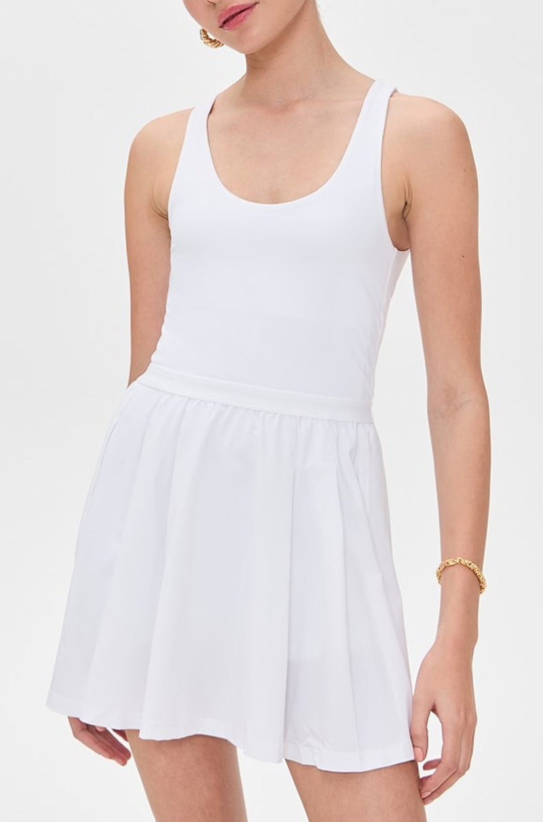 Score Pleated Dress in White - obligato