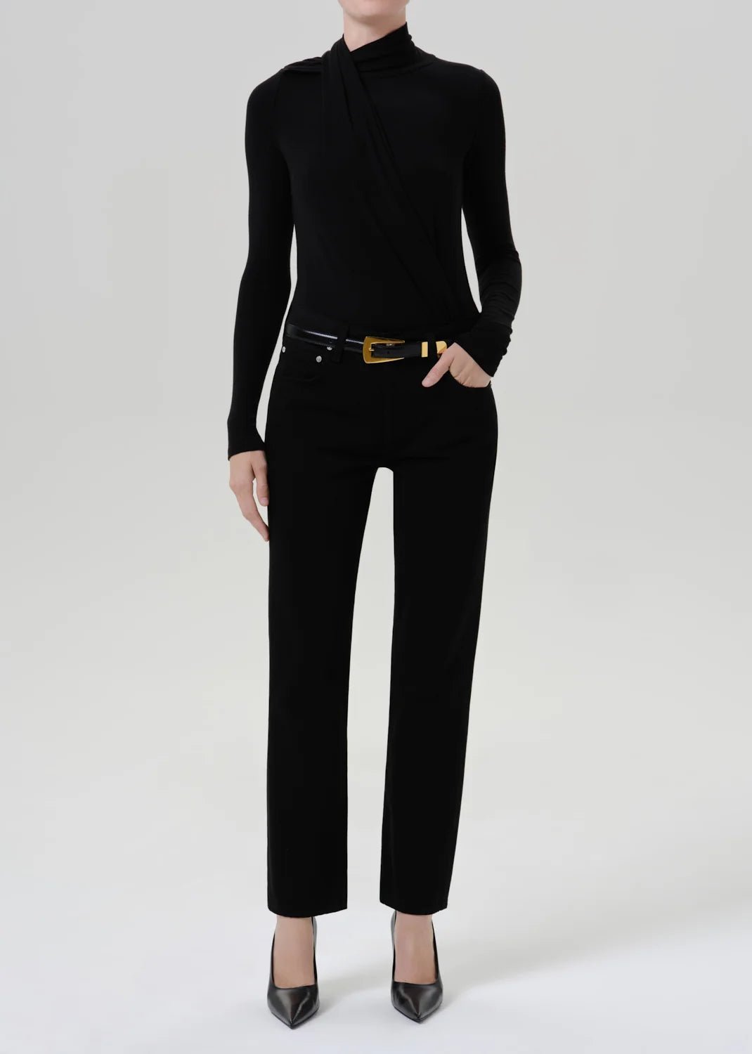 Sculptural Bodysuit In Black - obligato