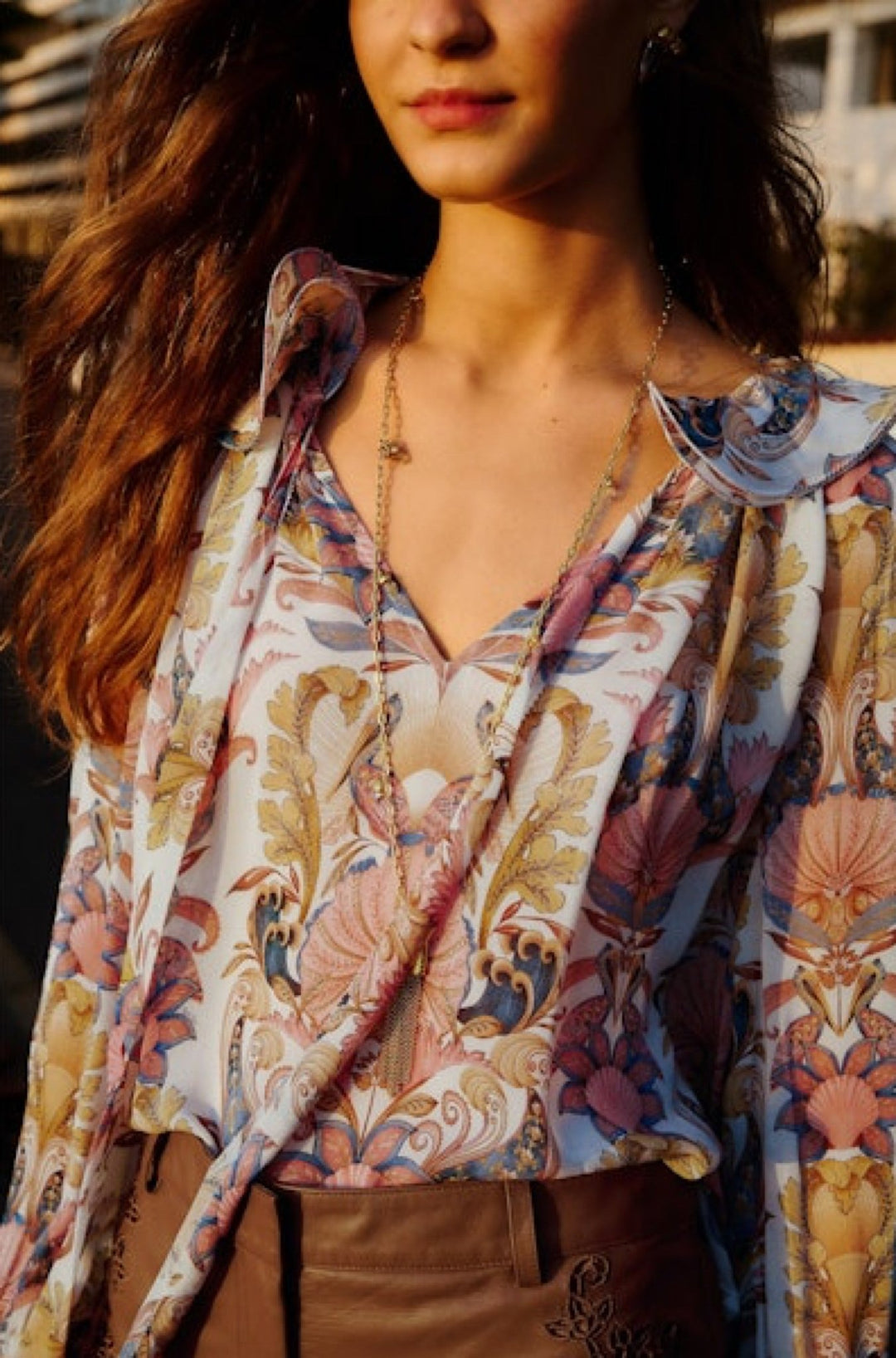 Sea Garden Off White Long Sleeve Blouse - obligato